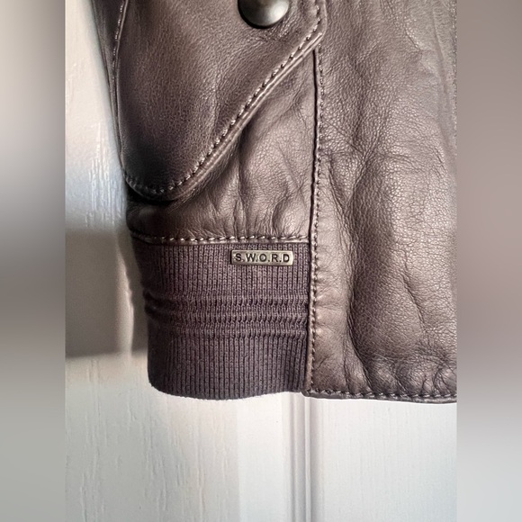 S.W.O.R.D Italy Lucca Washed Silver Lambskin Leather Bomber Jacket XS IT40 $750 - Picture 6 of 8